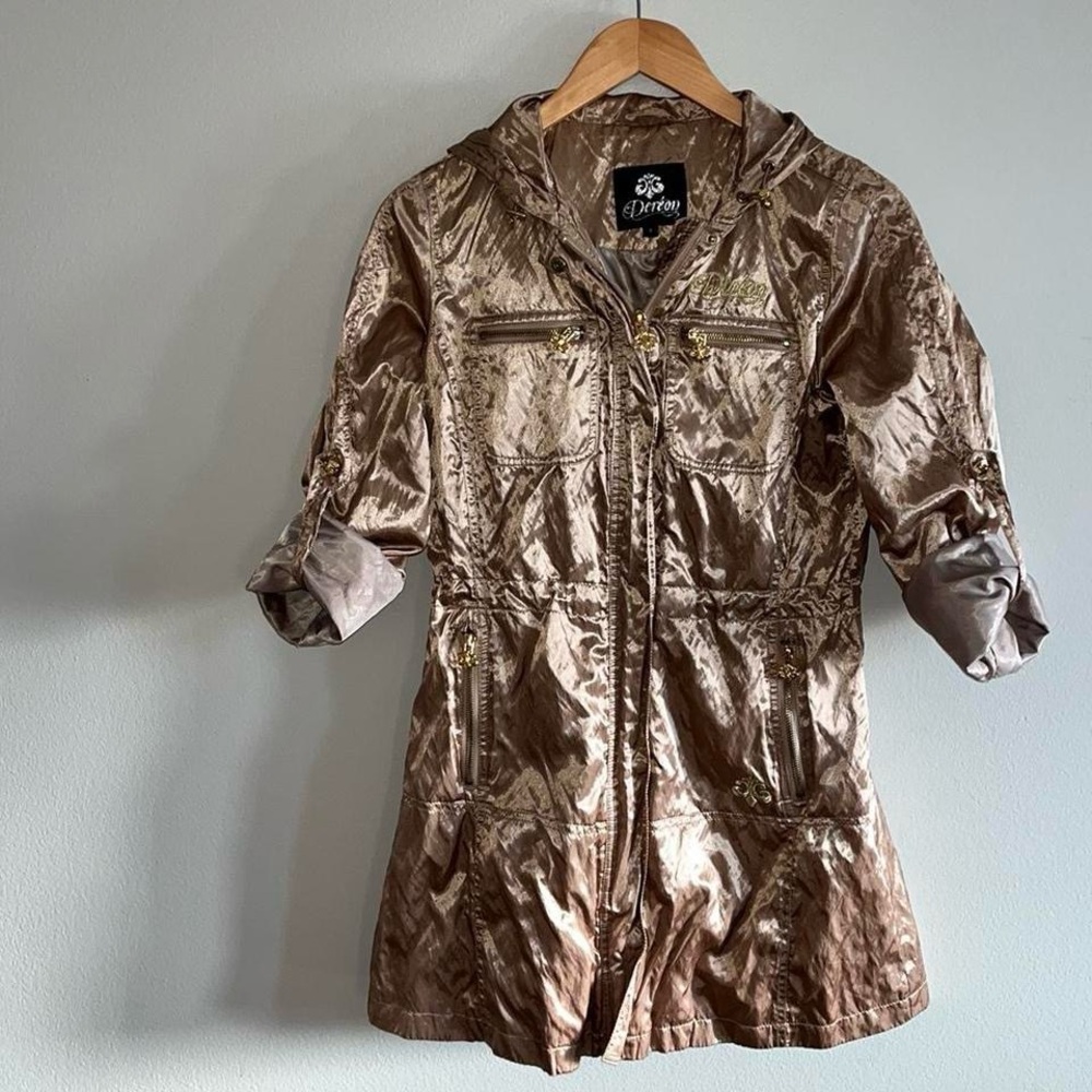 Dereon Y2K Metallic Gold Long Jacket
